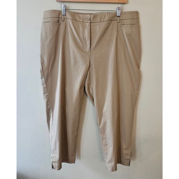 Talbots Pants - Talbot's Women's Perfect Skimmer Pants, Size 18W Khaki Stretch Cotton Crop